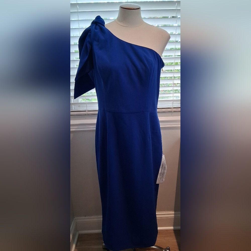 Dress the Population One Shoulder Tiffany Electric Blue Dress Sz XL NWT